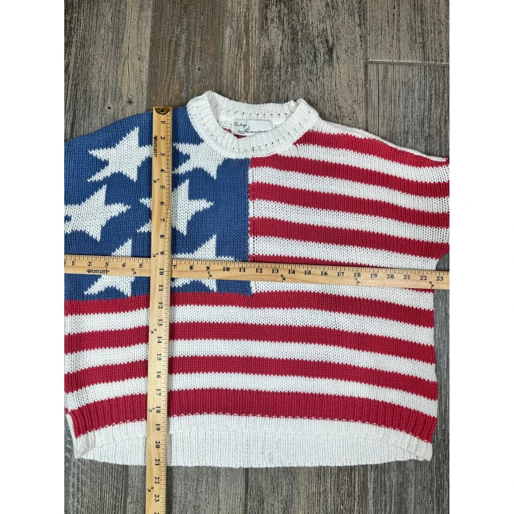 Vintage Havana American Flag Knit Sweater Patriotic Pullover Crewneck Size Small - Picture 5 of 8